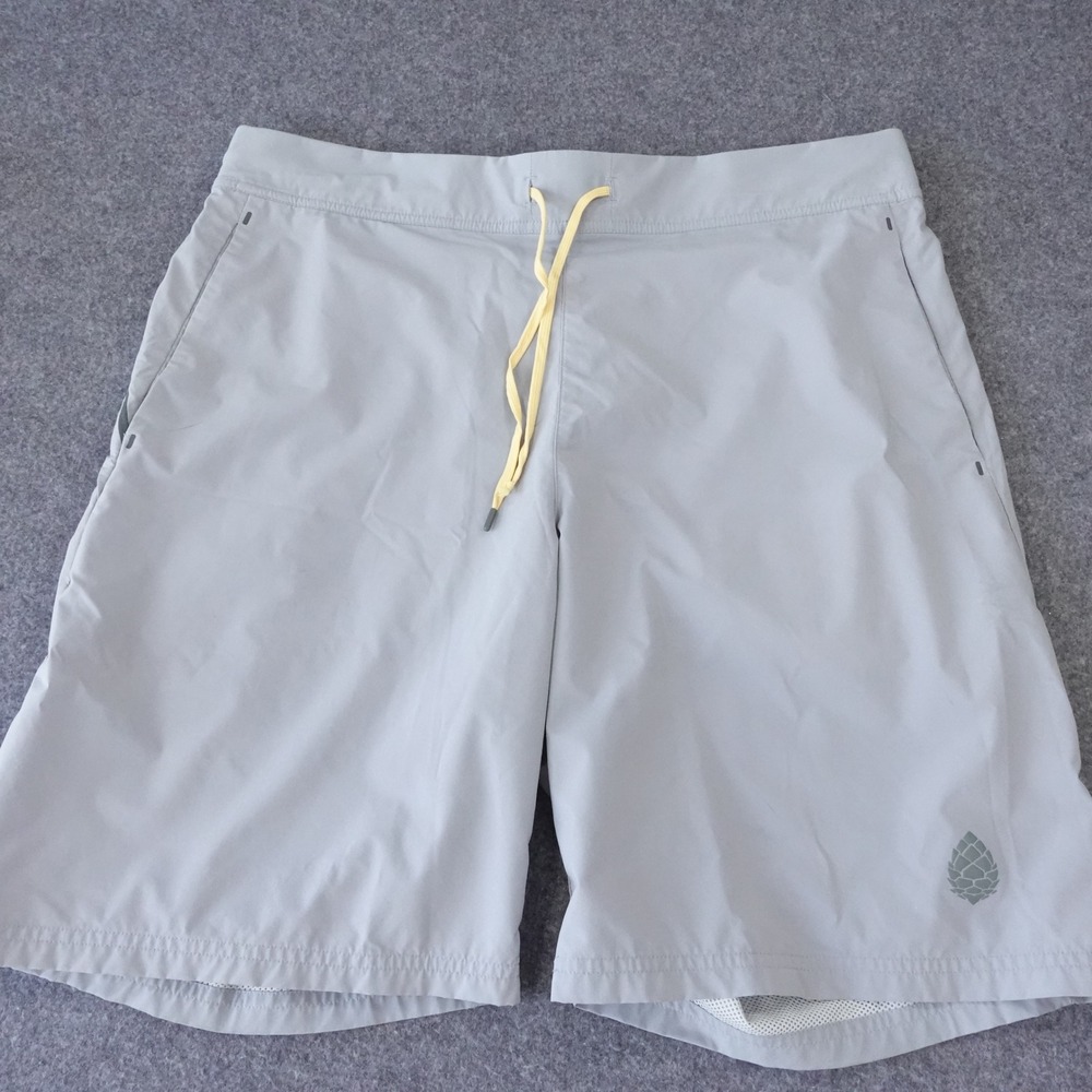 Stio Mens Board Shorts Gray Mesh Lined Drawstring Swim Trunks Large